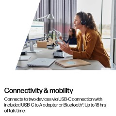 HP Poly Voyager Focus 2-M Wireless Headphones - Premium Audio, Ultimate Comfort, Stylish Black Design
